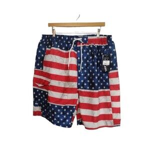 American Flag Swim Trunks North 15 Black Label Mens Shorts  XL NEW/Tag
